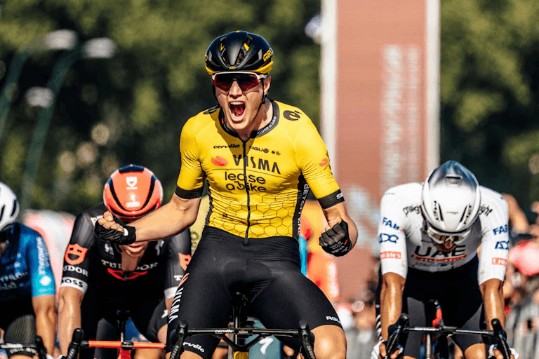 The Cervelo S5 being ridden to victory