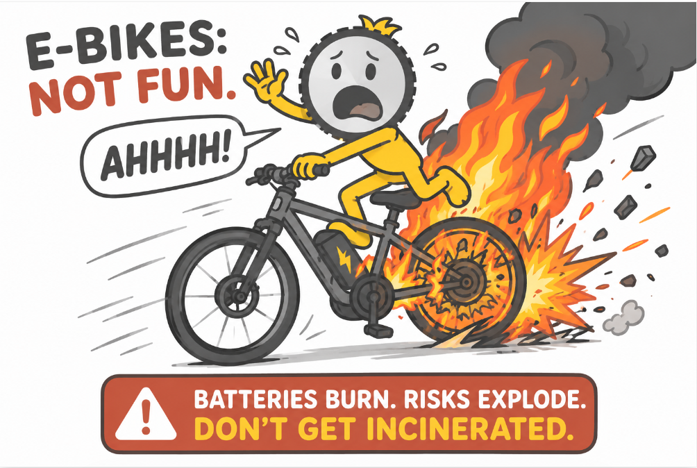 eBikes Burn Not Fun